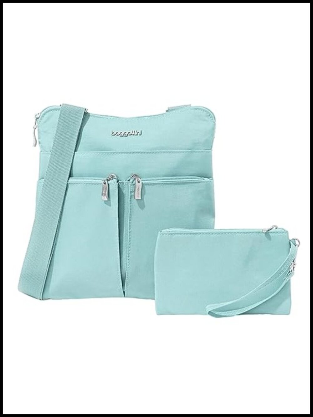 Lightweight Water-Resistant Nylon Crossbody RFID Purse with Wristlet